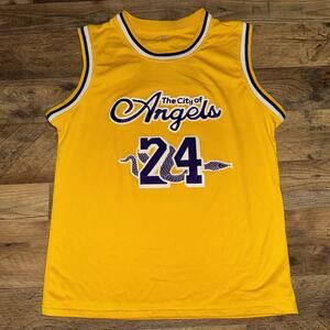 Kobe Bryant #24 Black Mamba The City Of Angels Basketball Jersey Youth Size L